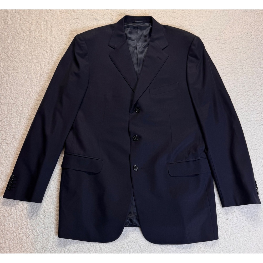 Ermenegildo‎ Zegna Mens Navy Blue 100% Wool 3-Button Suit Jacket Blazer 54 / 44R